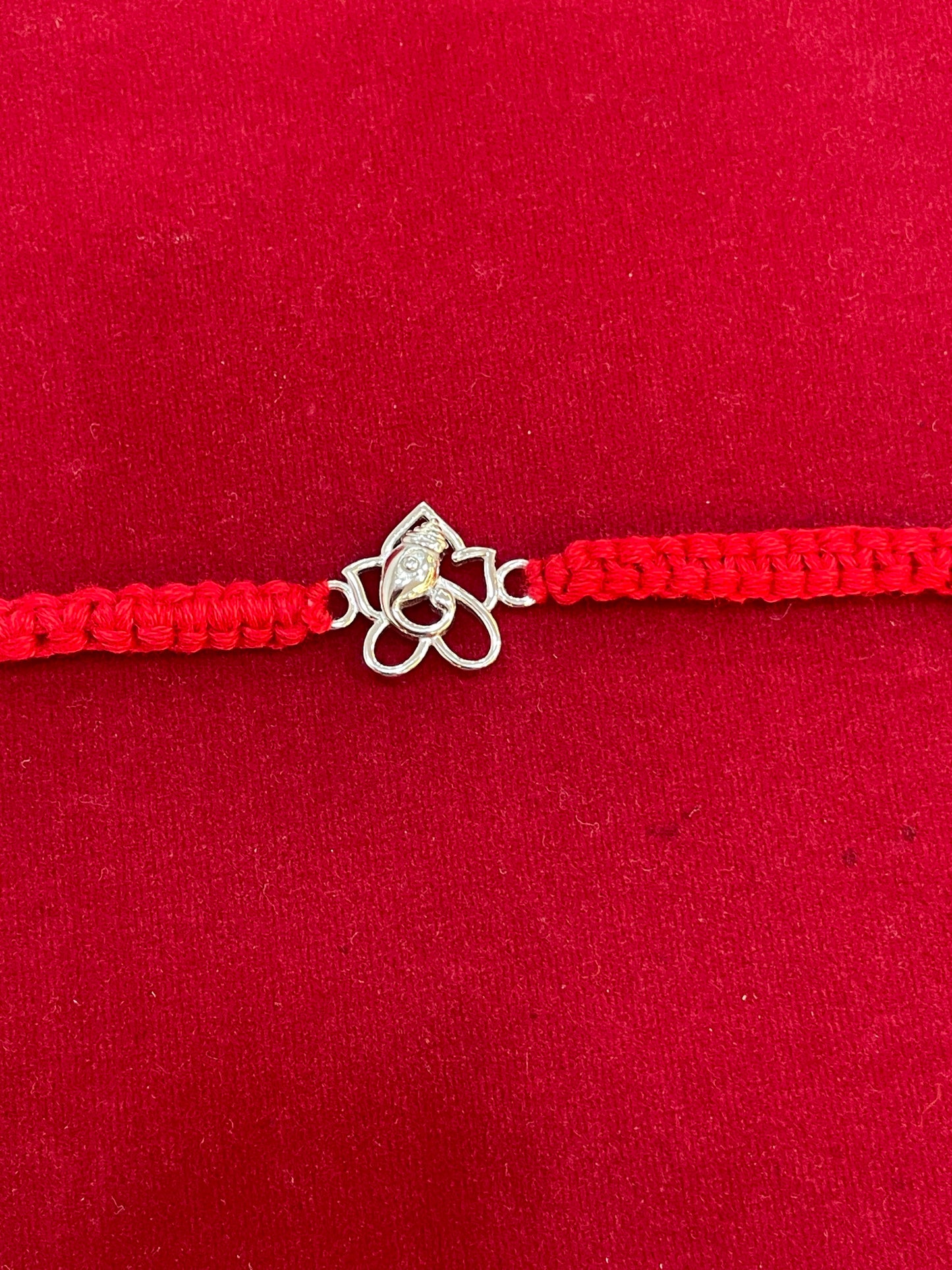 925 Sterling Silver Ganesha Rakhi | Red Thread Rakhi for Raksha Bandhan