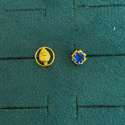 92.5 Silver Gold Plated Vel Reversible Stud Single Piece