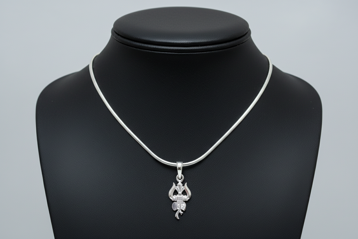 92.5 Silver Trishul Design Pendant for Men & Women – Traditional Finish