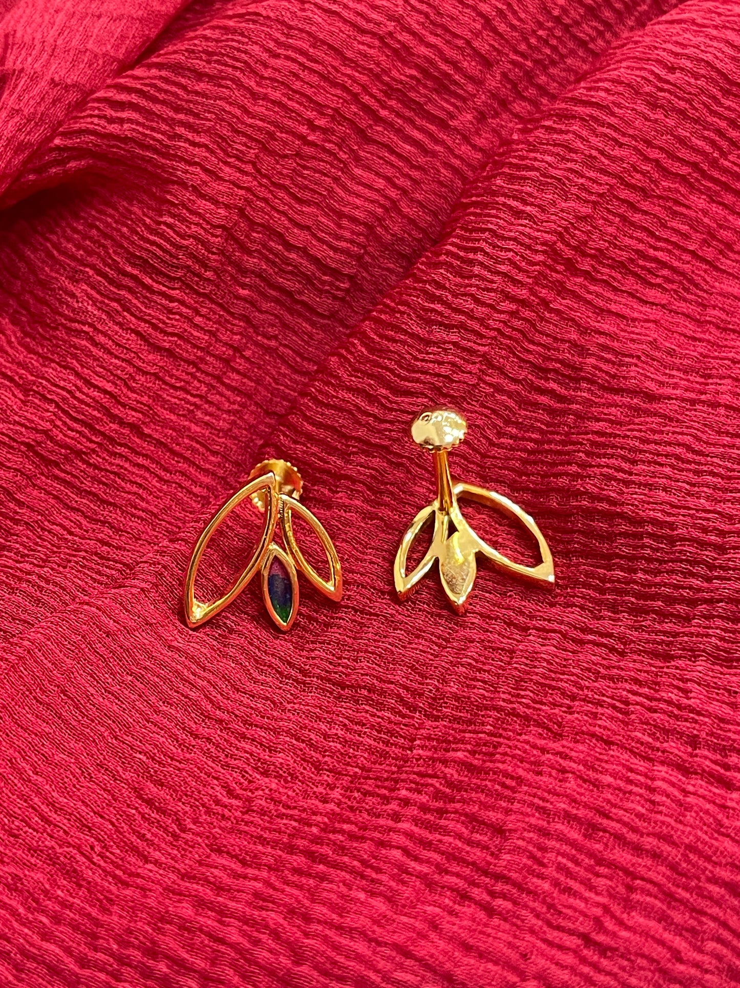 92.5 Silver Gold Plated Leaf Earrings for Women | Stylish Nature-Inspired Design | Elegant Jewellery