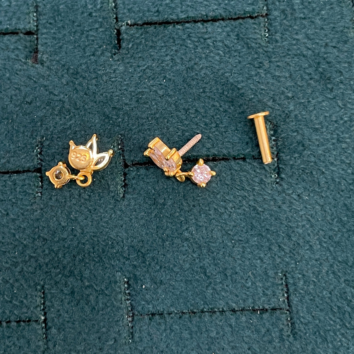 92.5 Sterling Silver Gold Plated Marquise CZ Lotus Drop Studs