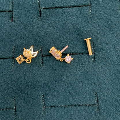 92.5 Sterling Silver Gold Plated Marquise CZ Lotus Drop Studs