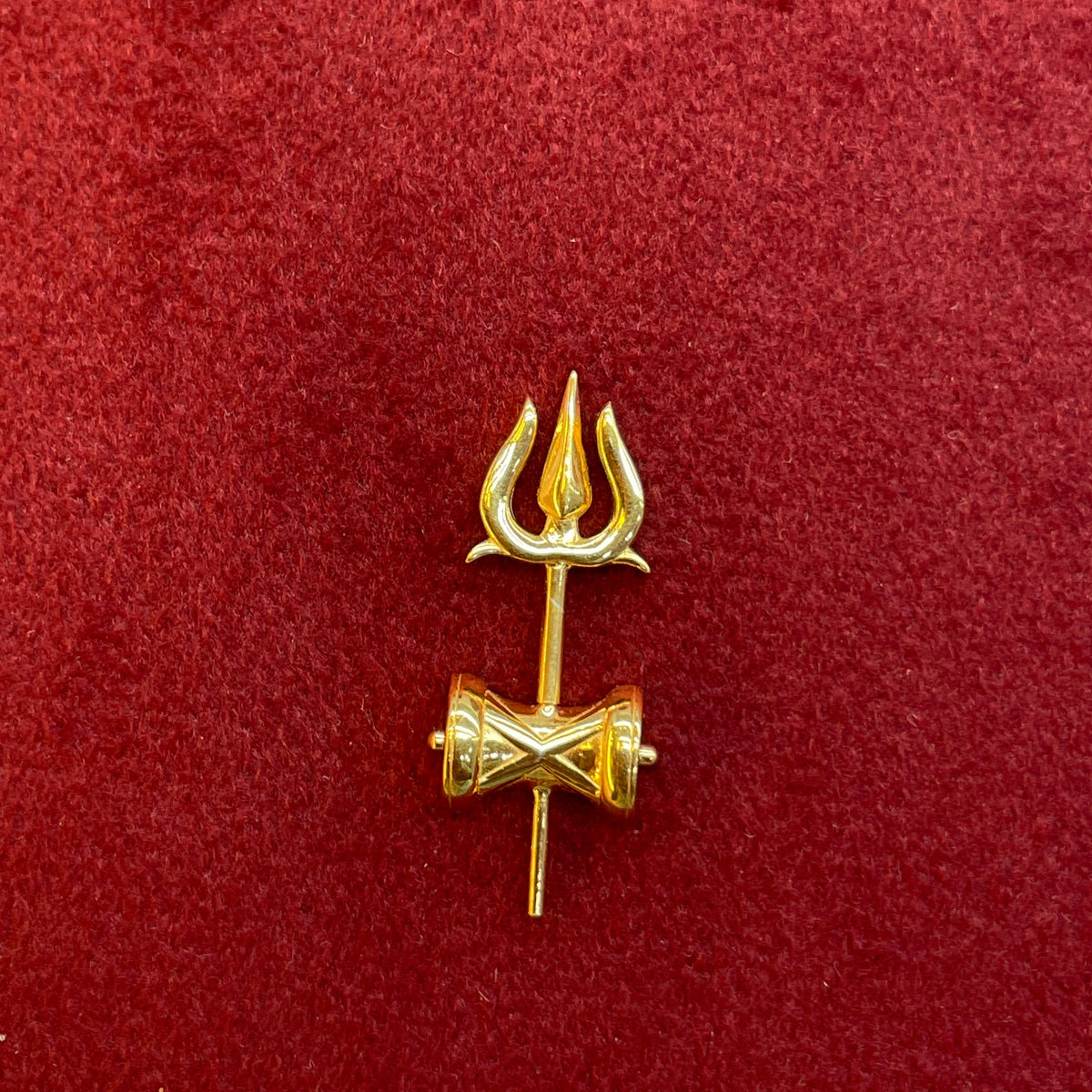 92.5 Sterling Silver Gold Plated Trishul Damruk Bugadi Pair