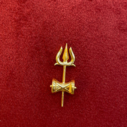92.5 Sterling Silver Gold Plated Trishul Damruk Bugadi Pair
