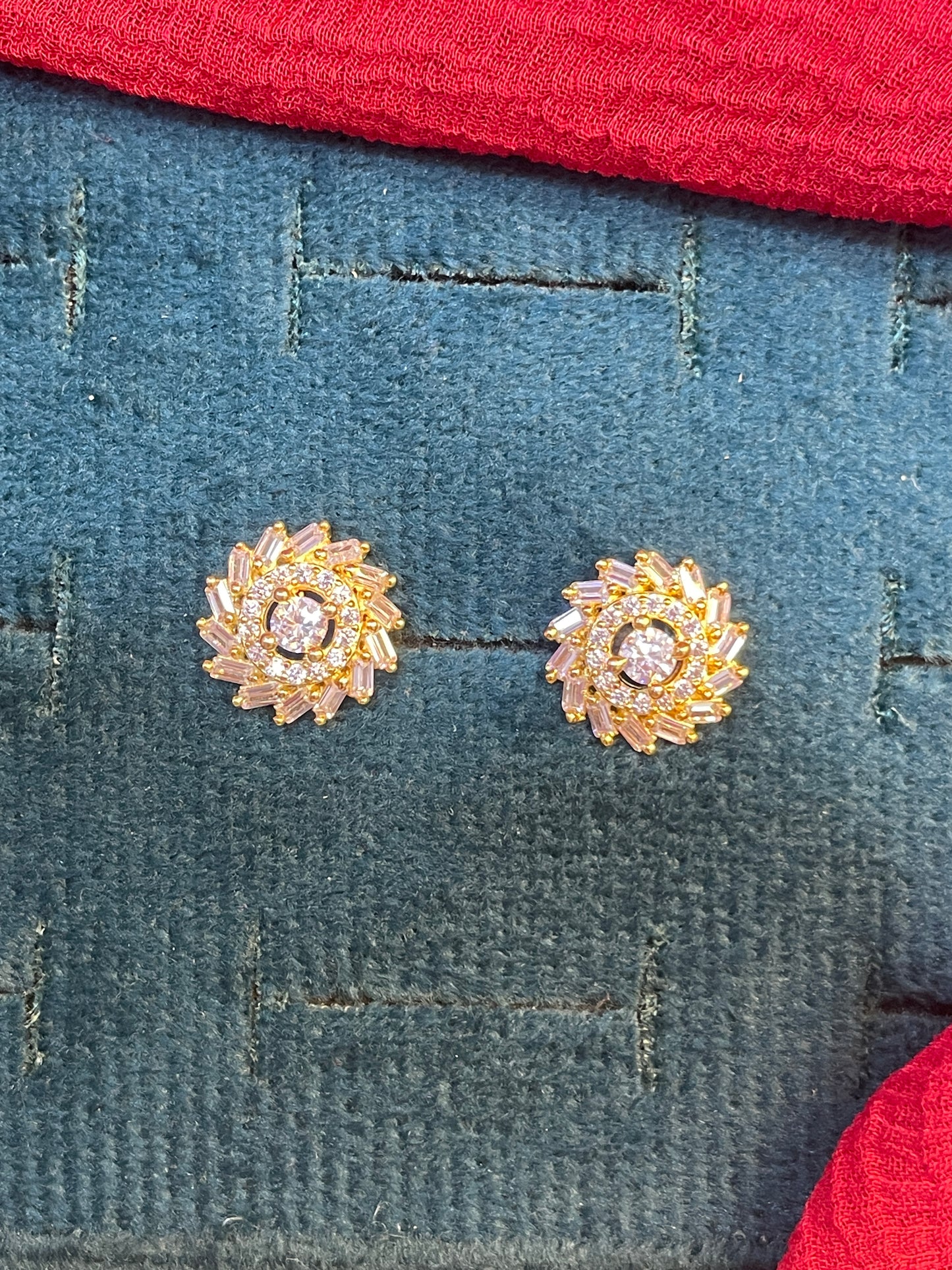 92.5 silver gold plated classy white stone earrings