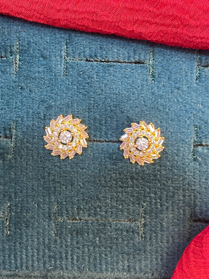 92.5 silver gold plated classy white stone earrings