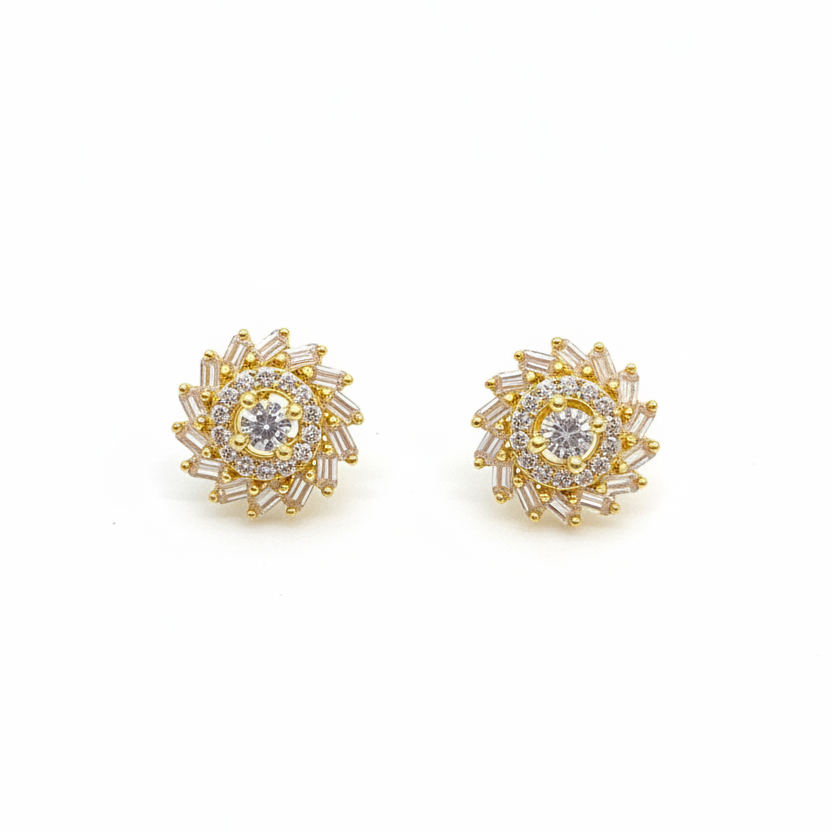 92.5 silver gold plated classy white stone earrings