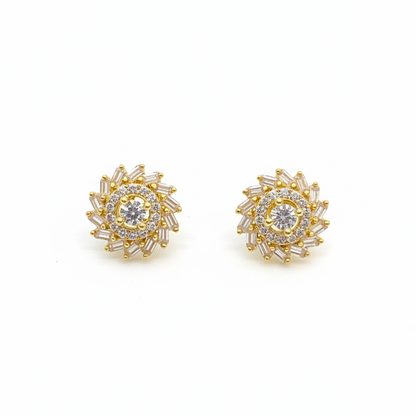 92.5 silver gold plated classy white stone earrings