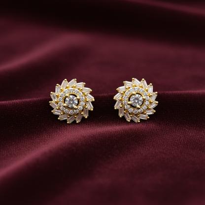 92.5 silver gold plated classy white stone earrings