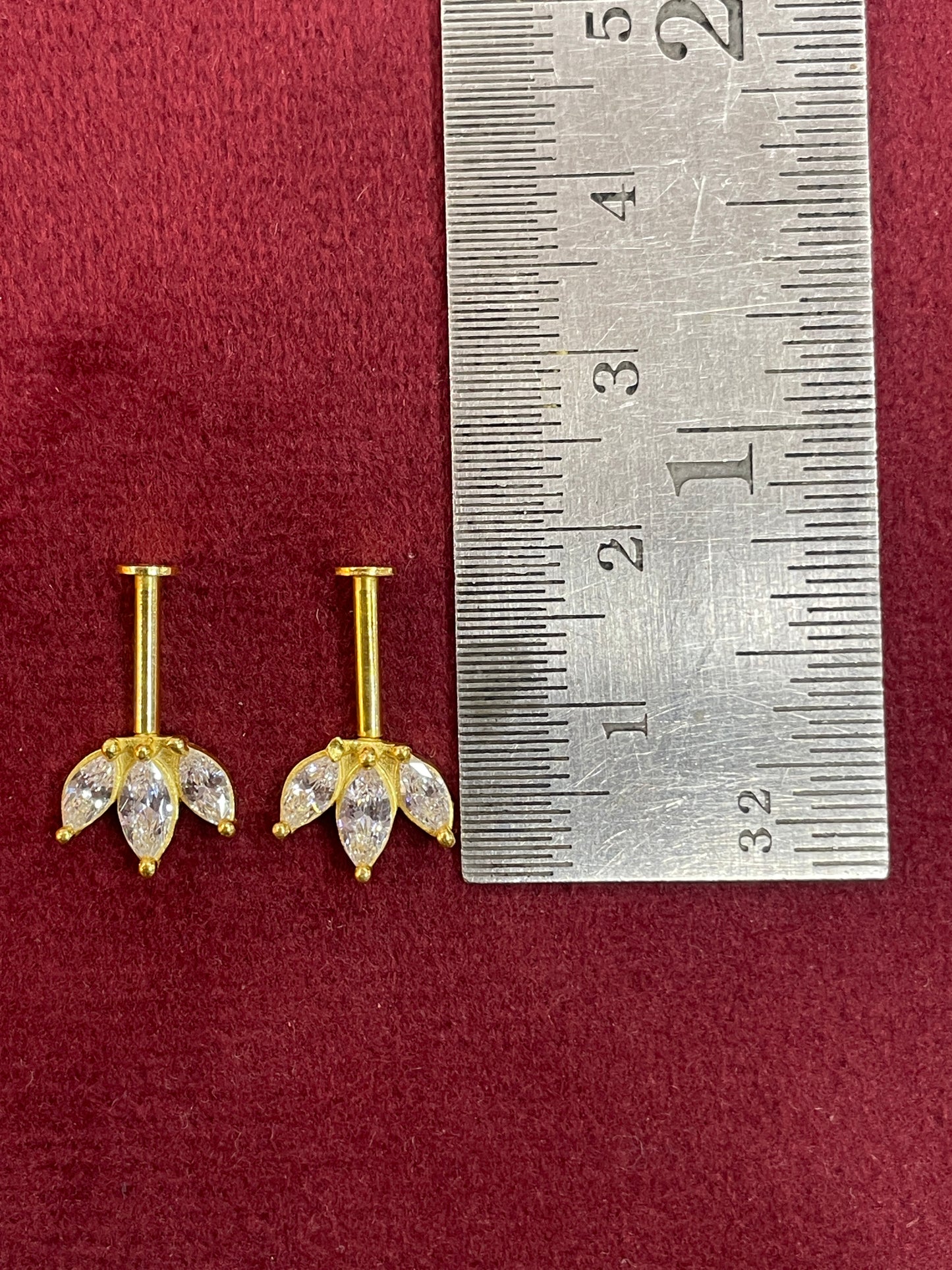 92.5 Silver Gold Plated Three Leaf Bugadi (Pair) | Floral Elegant Design | Jewellery