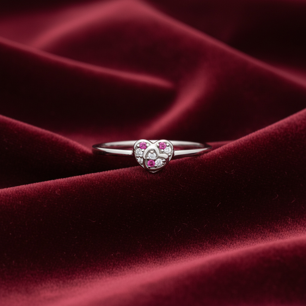 92.5 Silver Pink Stone Heart Ring for Women Size 12 | Stylish Romantic Sparkle | Elegant Gift Jewellery