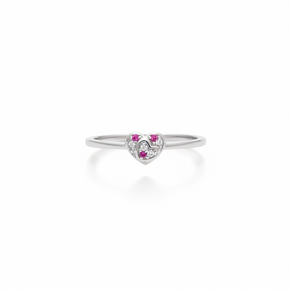 92.5 Silver Pink Stone Heart Ring for Women Size 12 | Stylish Romantic Sparkle | Elegant Gift Jewellery