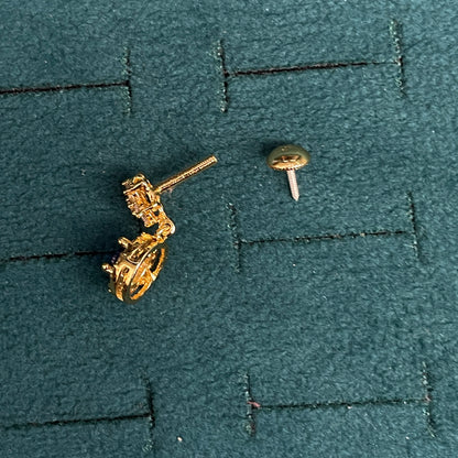92.5 Silver Gold Plated Earrings for Women | Stylish Flower Blue Stone Drop pair