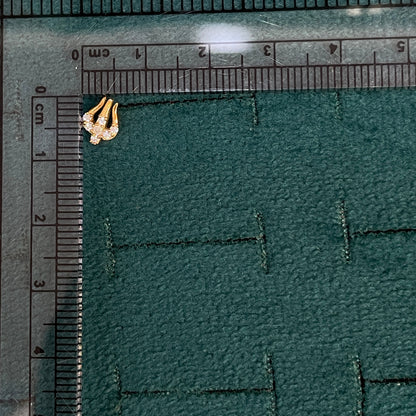 92.5 Sterling Silver Gold Plated CZ Trishul Nose Pin for Women