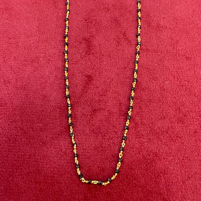 Gold Plated 92.5 Sterling Silver Black Bead Mangalsutra Chain for Women | Thin Black & Gold Bead Chain