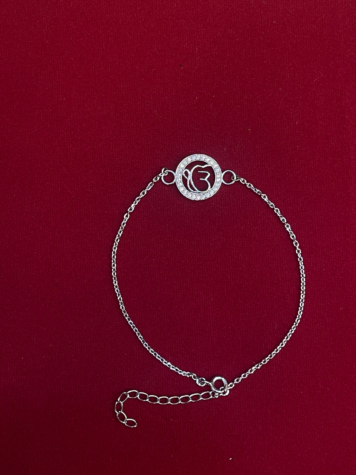 925 Sterling Silver Ik Onkar Rakhi | Stone-Studded Chain Rakhi for Raksha Bandhan