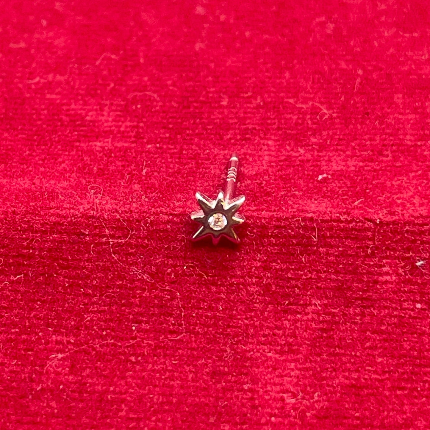 92.5 Sterling Silver Eight-Point North Star Stud Earrings for Women | Tiny CZ Centre Star | Second Piercing Earring Pair