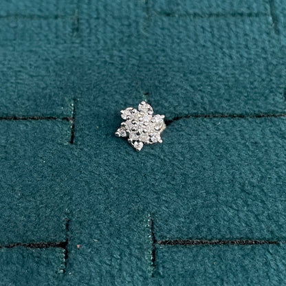 92.5 Silver Clear Stone Flower Stud Earrings Pair