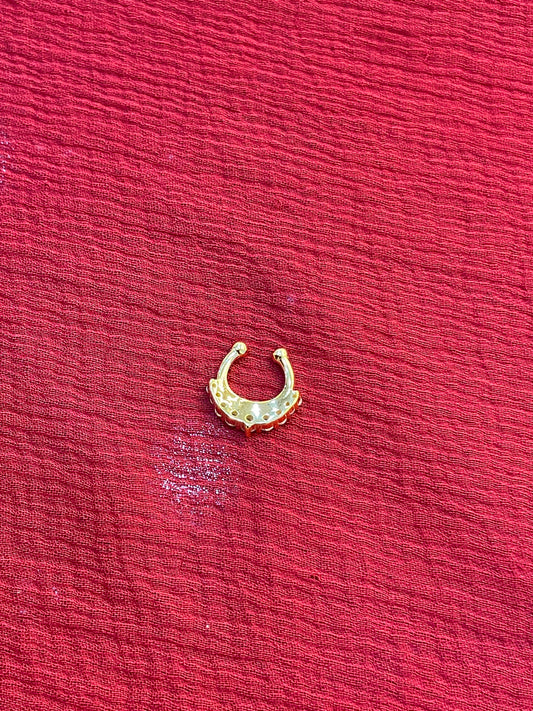 92.5 silver gold plated stylish white stone septum