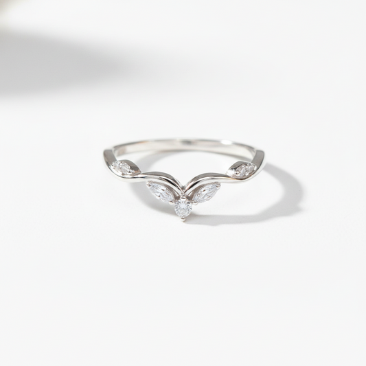 92.5 Sterling Silver Marquise Leaf Finger Ring