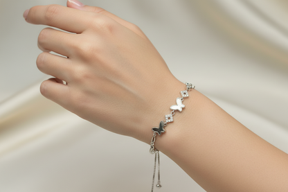 92.5 Silver Butterfly Bracelet for Women | Elegant Nature-Inspired Design | Stylish Jewellery