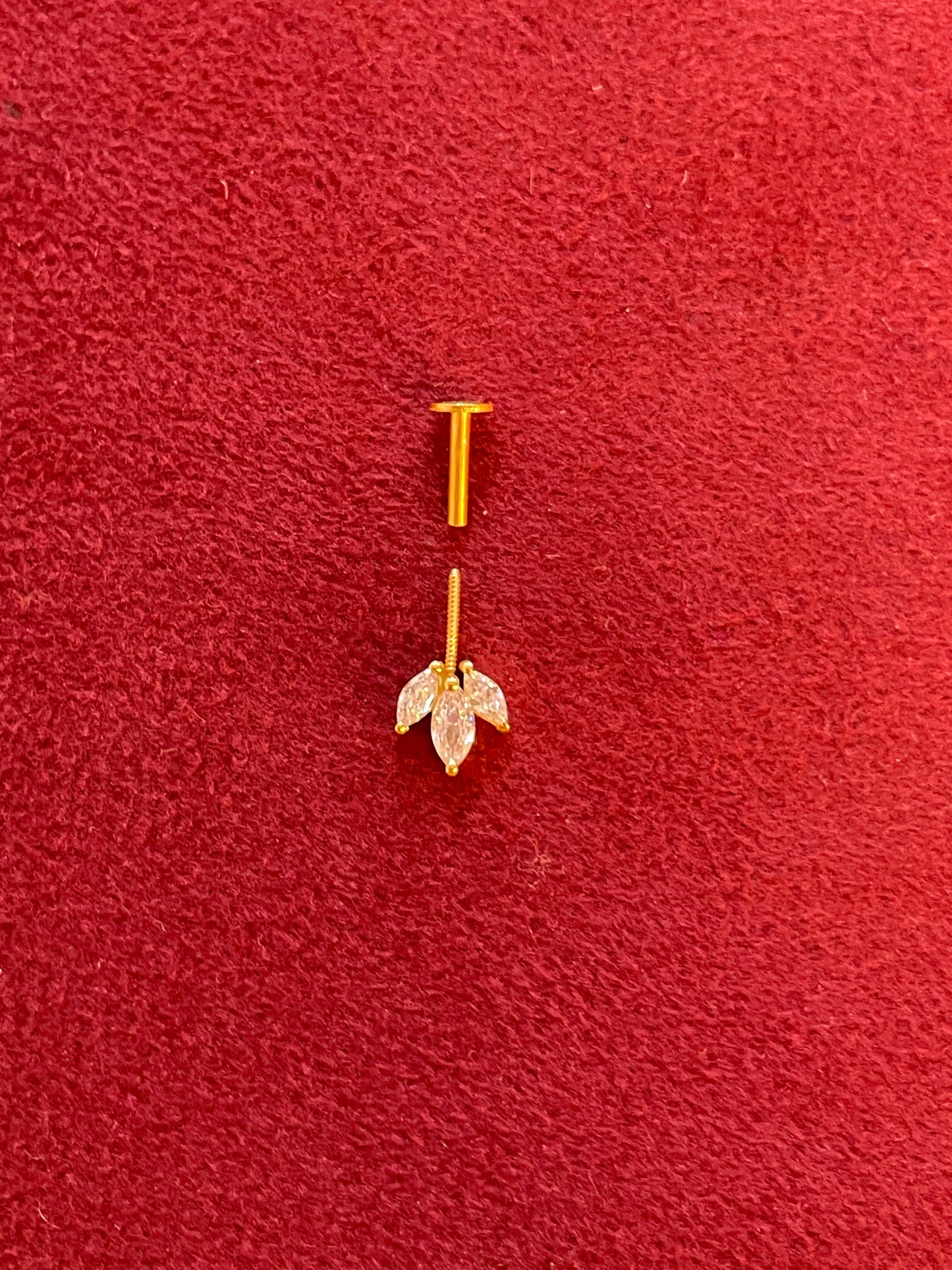 925 Silver Gold Plated Dainty Three Leaf Bugadi - Pair