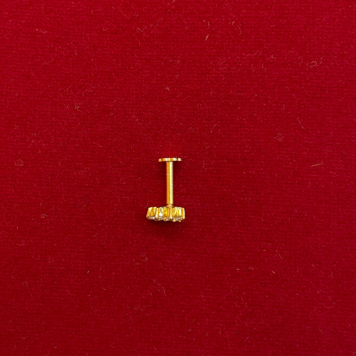 92.5 Sterling Silver Gold Plated Blue CZ Crown Nose Pin