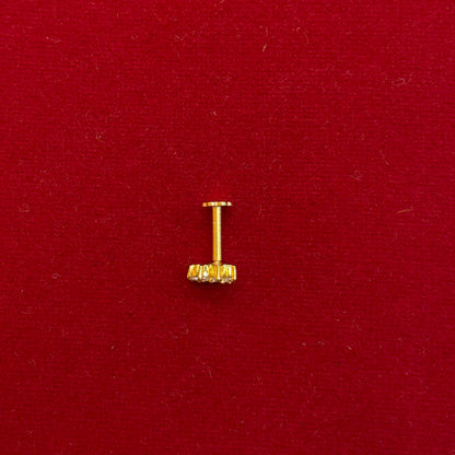 92.5 Sterling Silver Gold Plated Blue CZ Crown Nose Pin