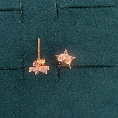 92.5 Sterling Silver Rose Gold Plated Marquise CZ Flower Studs