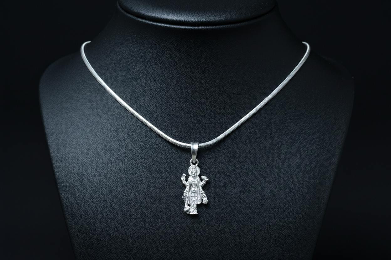 92.5 Silver Narayana Pendant for Men & Women | Vishnu Murthy Sacred Design | Spiritual Jewellery
