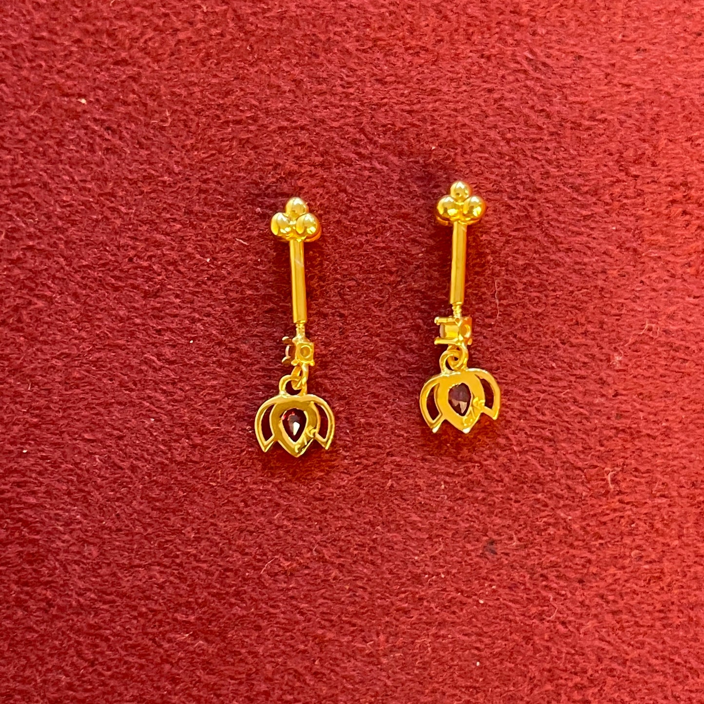 92.5 Silver Gold Plated Lotus Temple Bugadi - Pair