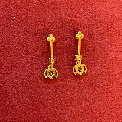 92.5 Silver Gold Plated Lotus Temple Bugadi - Pair