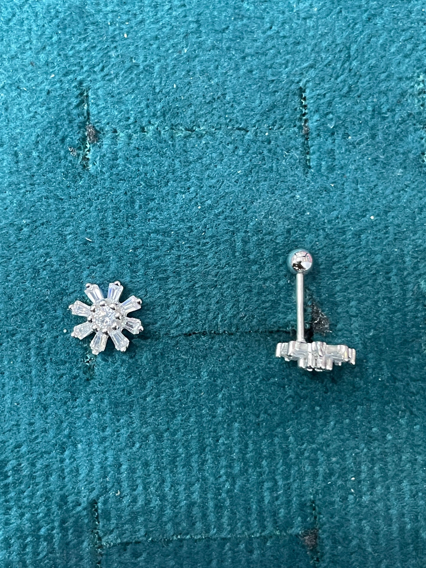 925 Silver Starburst Stud Earrings | CZ Sparkle Daily Wear Earrings with Ball Screw Back