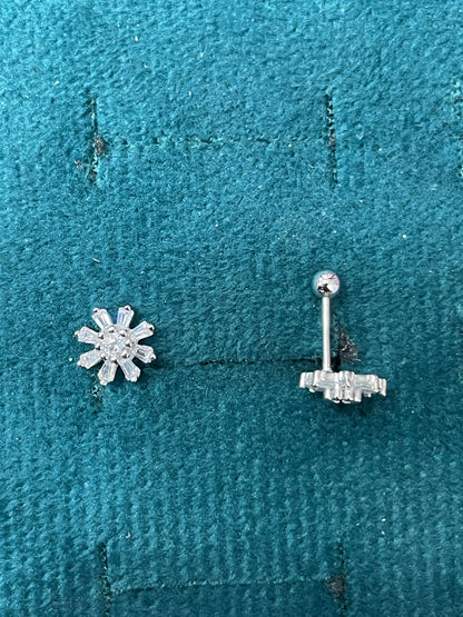 925 Silver Starburst Stud Earrings | CZ Sparkle Daily Wear Earrings with Ball Screw Back