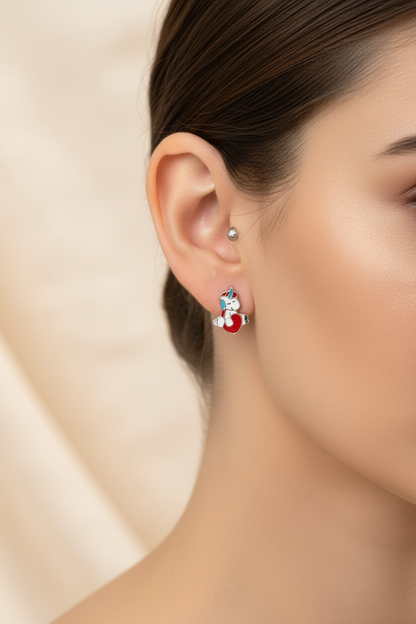 92.5 Silver Unicorn Earrings for Women & Kids | Stylish Cute Fantasy Design | Trendy Jewellery