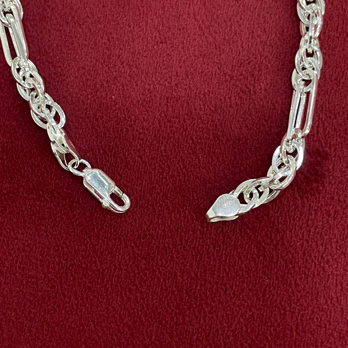 92.5 Silver Figaro Chain Bracelet for Men