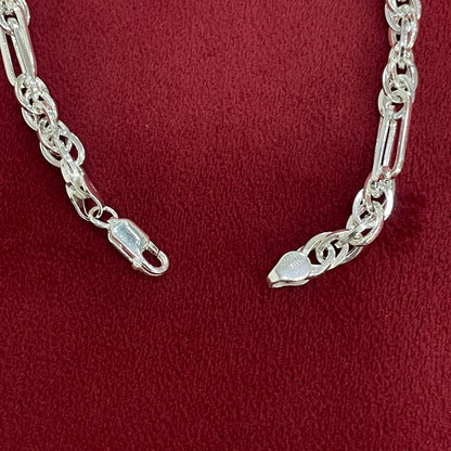 92.5 Silver Figaro Chain Bracelet for Men