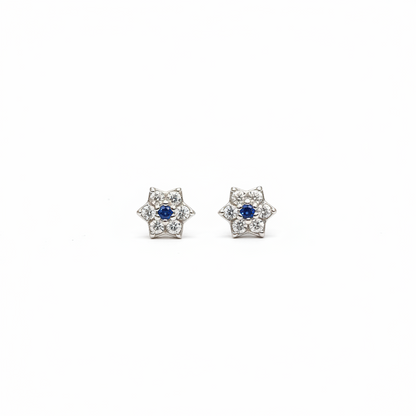 92.5 Silver Blue Star Studs Pair
