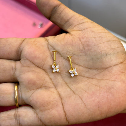 92.5 Silver Gold Plated Butterfly Hanging Bugadi Pair| Elegant Drop Design | Jewellery