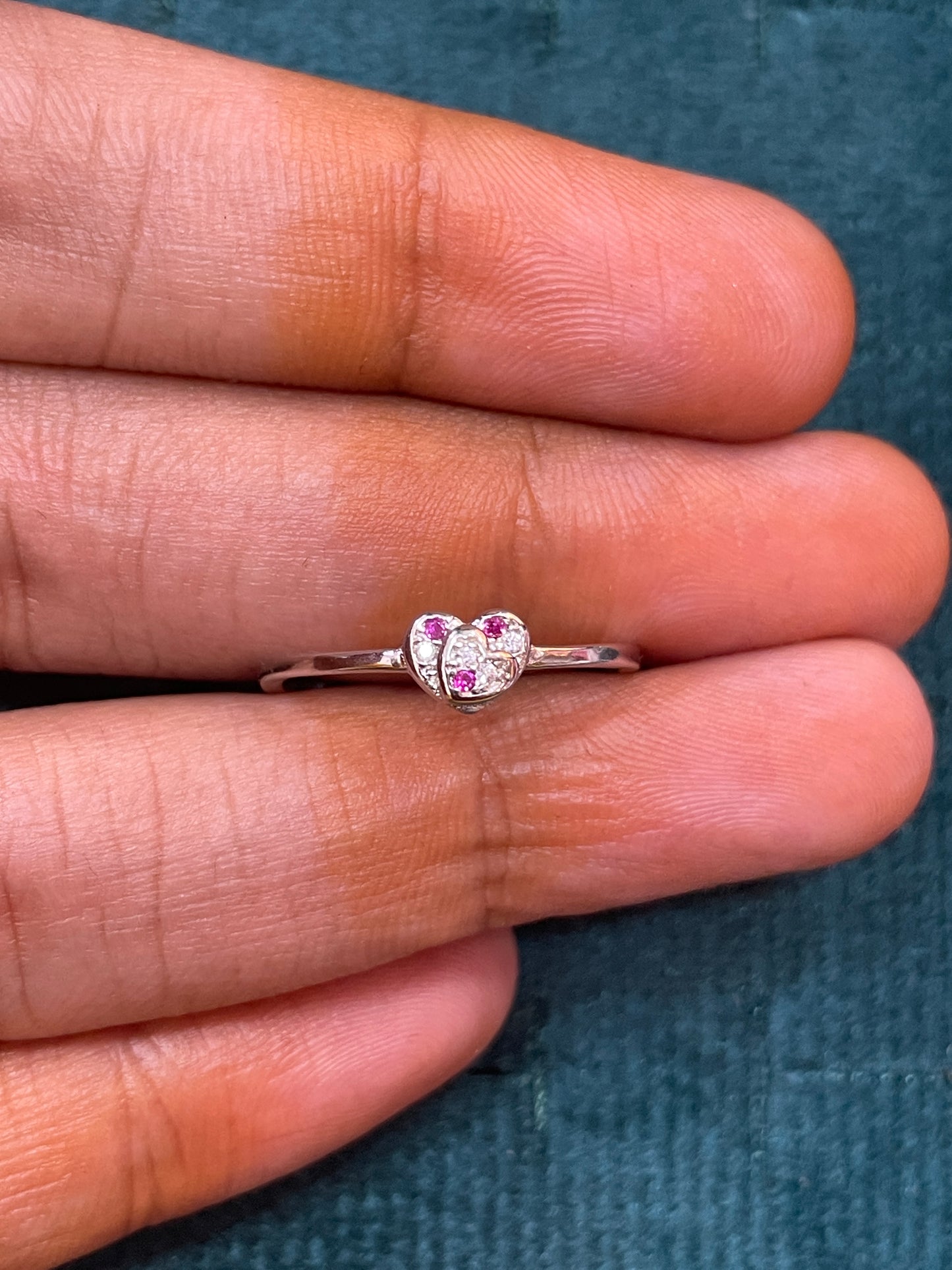 92.5 Silver Pink Stone Heart Ring for Women Size 12 | Stylish Romantic Sparkle | Elegant Gift Jewellery