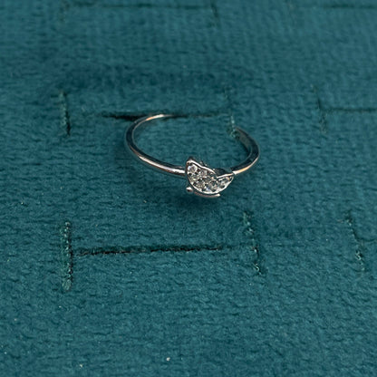92.5 Sterling Silver Pave CZ Butterfly Finger Ring for Women