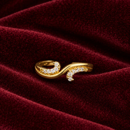 92.5 Silver with Gold Plating Curve Ring for Women