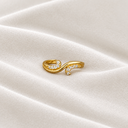 92.5 Silver with Gold Plating Curve Ring for Women