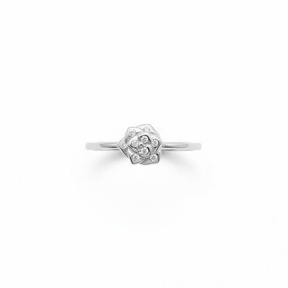 92.5 Sterling Silver Sculpted Rose Flower Finger Ring