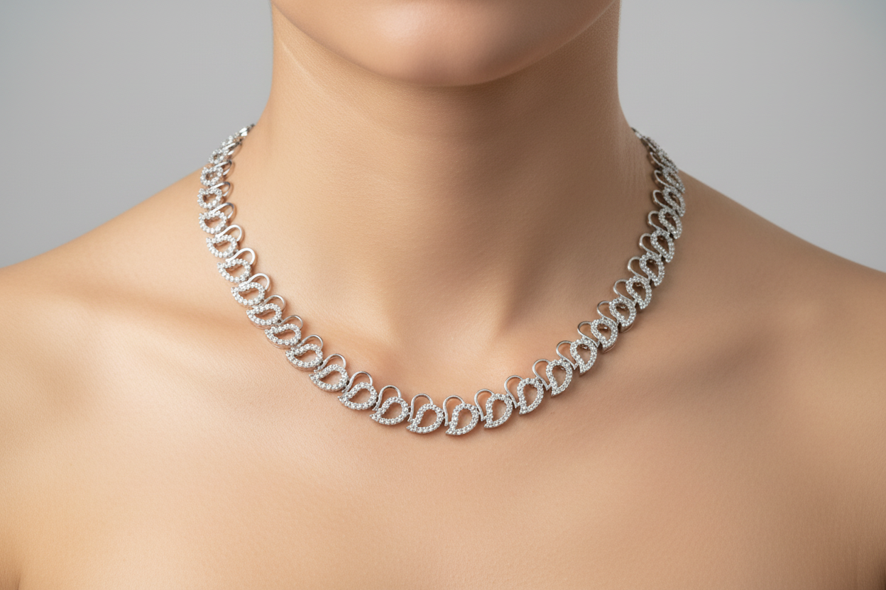 92.5 Silver Trendy Stylish Necklace for Women 18 Inches | Modern Elegant Design | Everyday Wear Jewellery