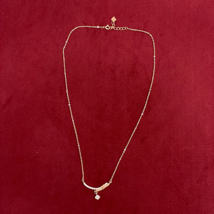 92.5 Silver Rose Gold Plated White CZ Drop Necklace for Women