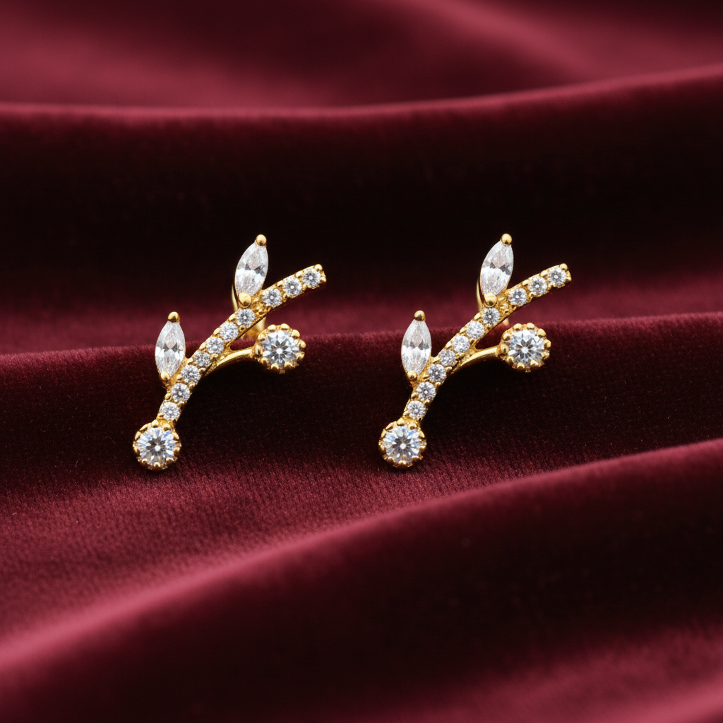 92.5 Silver Gold Plated Leaf Ear Cuffs for Women | Trendy Nature Design | Stylish Jewellery