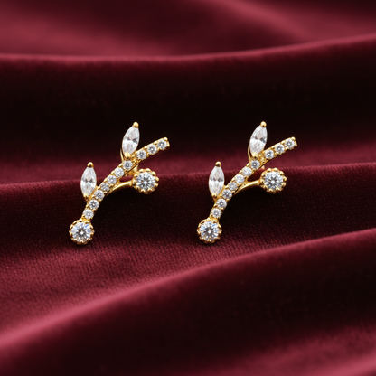 92.5 Silver Gold Plated Leaf Ear Cuffs for Women | Trendy Nature Design | Stylish Jewellery