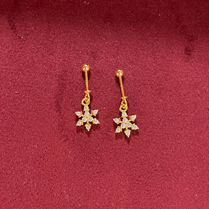 92.5 Silver Gold Plated Snowflake Bugadi - Pair