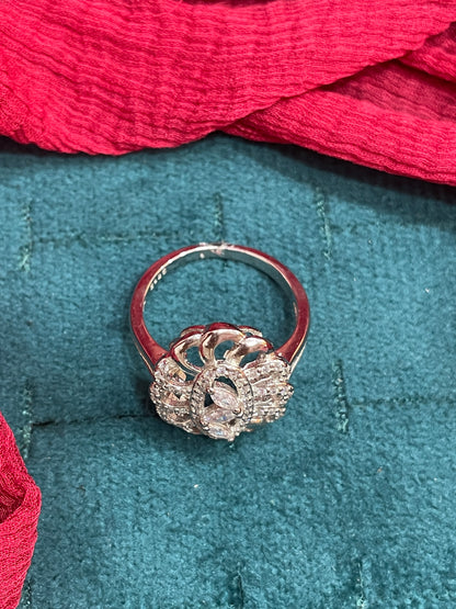 92.5 Silver Elegant White Stone Ring for Women Size 17 | Classy Premium Design | Stylish Jewellery
